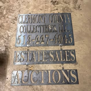 Steel business signage cut for Clermont County Collectibles including estate sales and auctions signs
