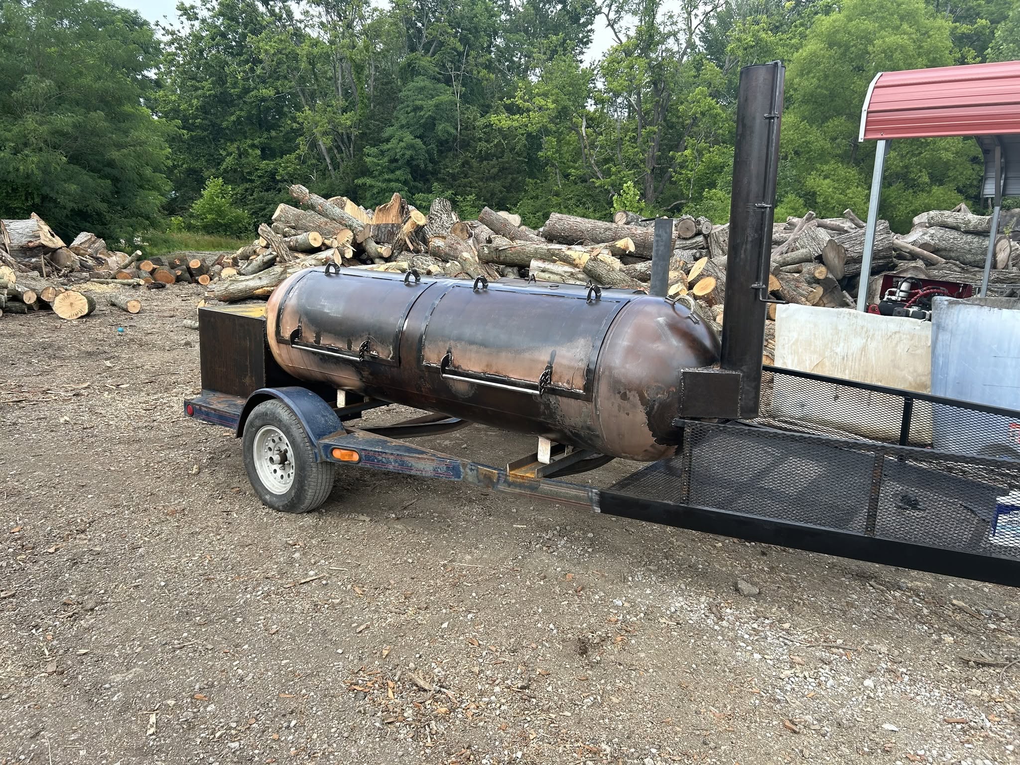 Large metal smoker mounted on a trailer, from SB Metal Works' fabrication projects